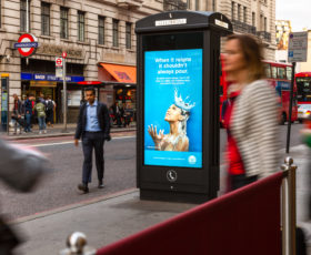 telephone digital signage outside Baker Street tube station