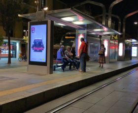 tram station digital sign